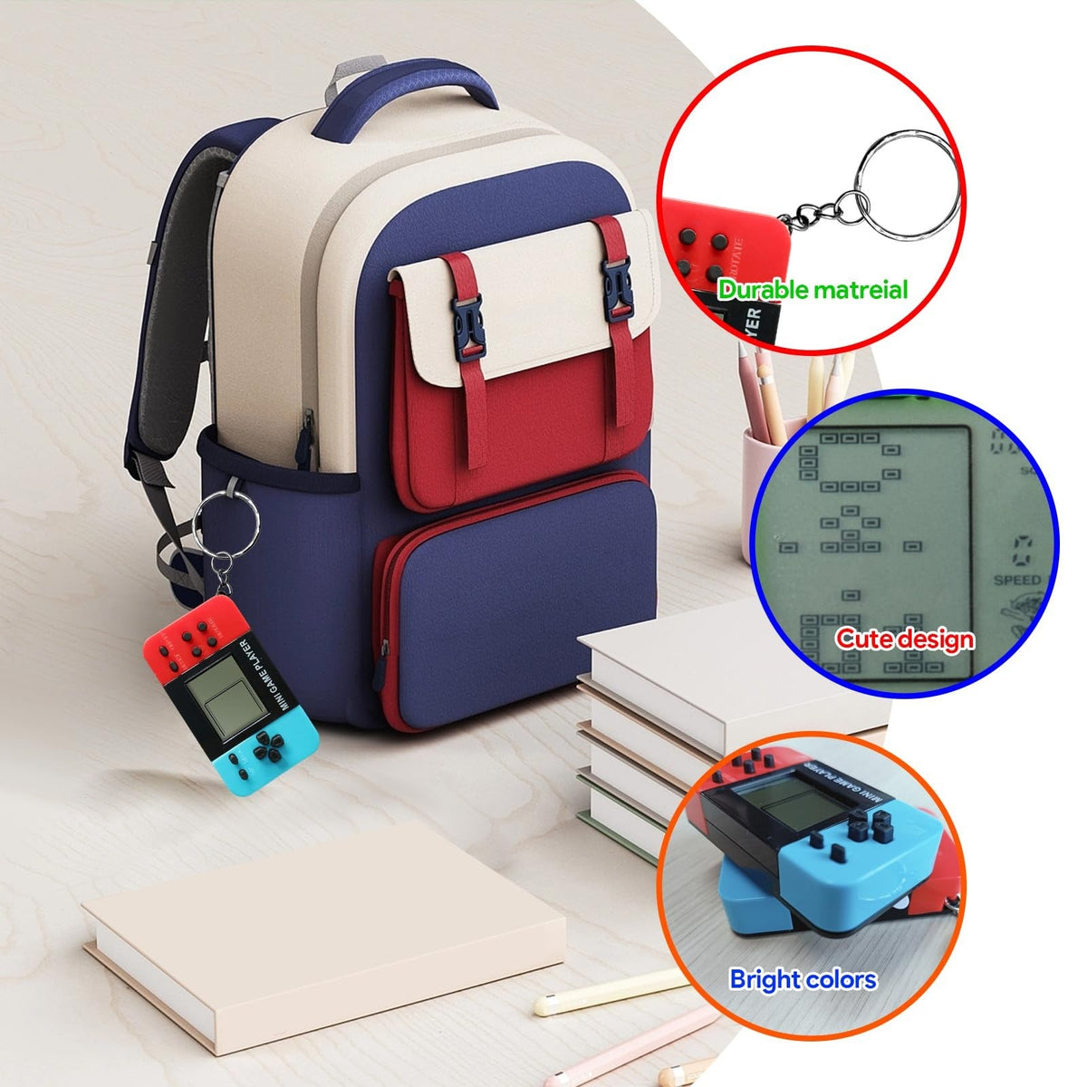 12-100pcs Mini Handheld Game Console Keychain Video Game Party Favors For Kids Birthday Christmas Gifts School Classroom Prizes