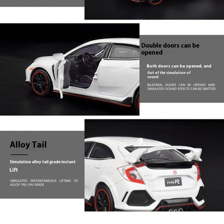 1:32 Honda Civic Type-R Alloy Sports Car Diecast Metal Model Car Central Control Ornaments Miniature Car Model Kids Toys Present