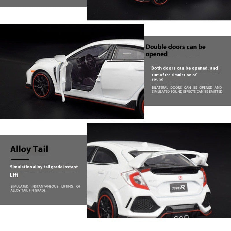 1:32 Honda Civic Type-R Alloy Sports Car Diecast Metal Model Car Central Control Ornaments Miniature Car Model Kids Toys Present