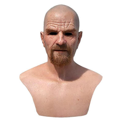 Old Man Mask Full Head Realistic Grandpa Face Wig Scary Elderly Costume For Halloween Party Centerpiece Home Display For Adults