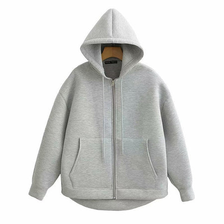 Women's Jackets With Hood Big Pocket Zipper Women Top Long Sleeve Women's Coat Loose Outerwear Winter Coats Black Jacket