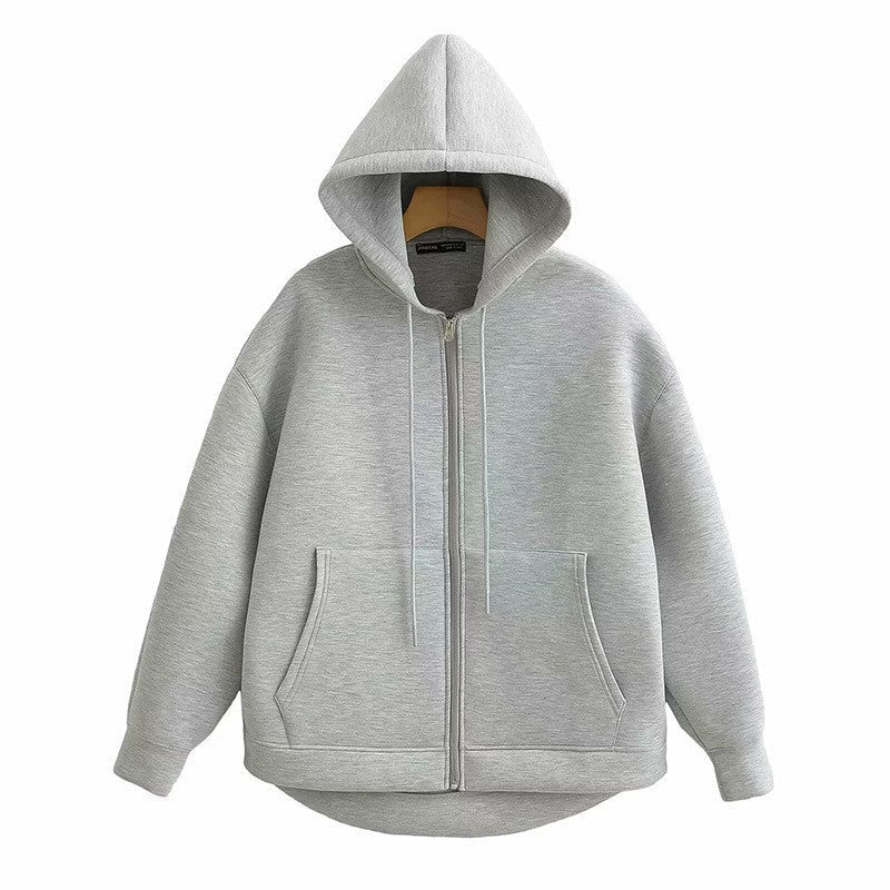 Women's Jackets With Hood Big Pocket Zipper Women Top Long Sleeve Women's Coat Loose Outerwear Winter Coats Black Jacket