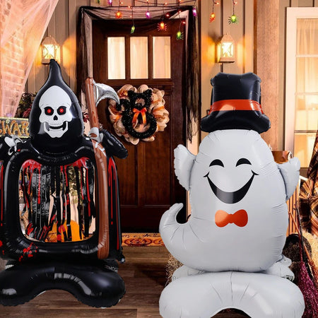 Halloween Party Giant Foil Balloons Inflatable Toys Decor Pumpkin Soldier Witch Ghost Skeleton Reaper Aluminum Standing Balloon