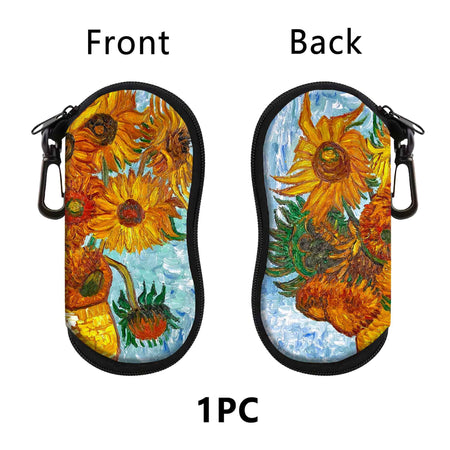 Vintage Van Gogh Sunglasses Box Glasses Soft Cloth Bags Glasses Case Women Zipper Sunglasses Bags Eyeglasses Case Eyewear Bag