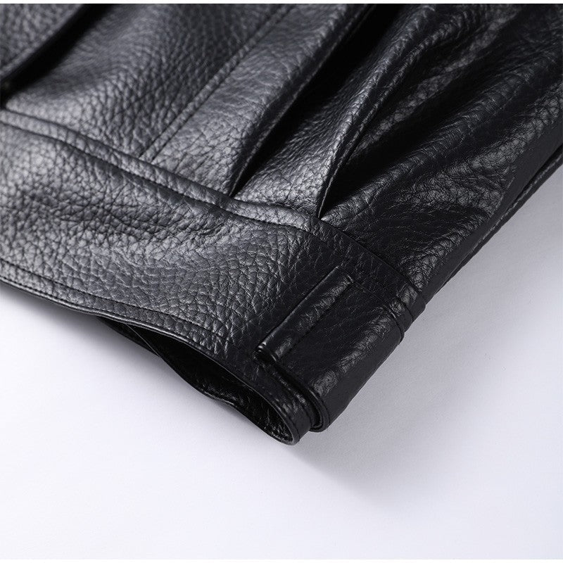 Street Stand Collar Women's Leather Jacket Loose Long Sleeve Zipper Pockets Chic Female Coats 2025 Autumn Winter Lady Outerwear