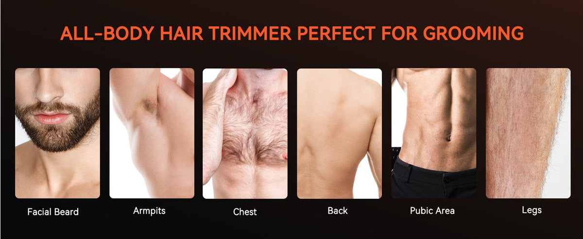 MAXGROOM 3 in 1 Men Bidirectional Body Hair Trimmer Electric Shaver IPX6 Waterproof Double-edged Razor Whole Body Hair Trimmer