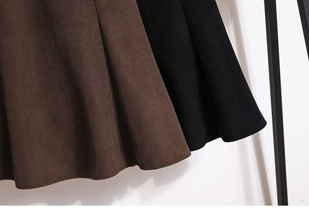 Plus Size Skirt Women 2024 Winter High Waist Elastic Velvet A Line Mermaid Skirt Korean Style Elegant Brown Or Black Long Skirts