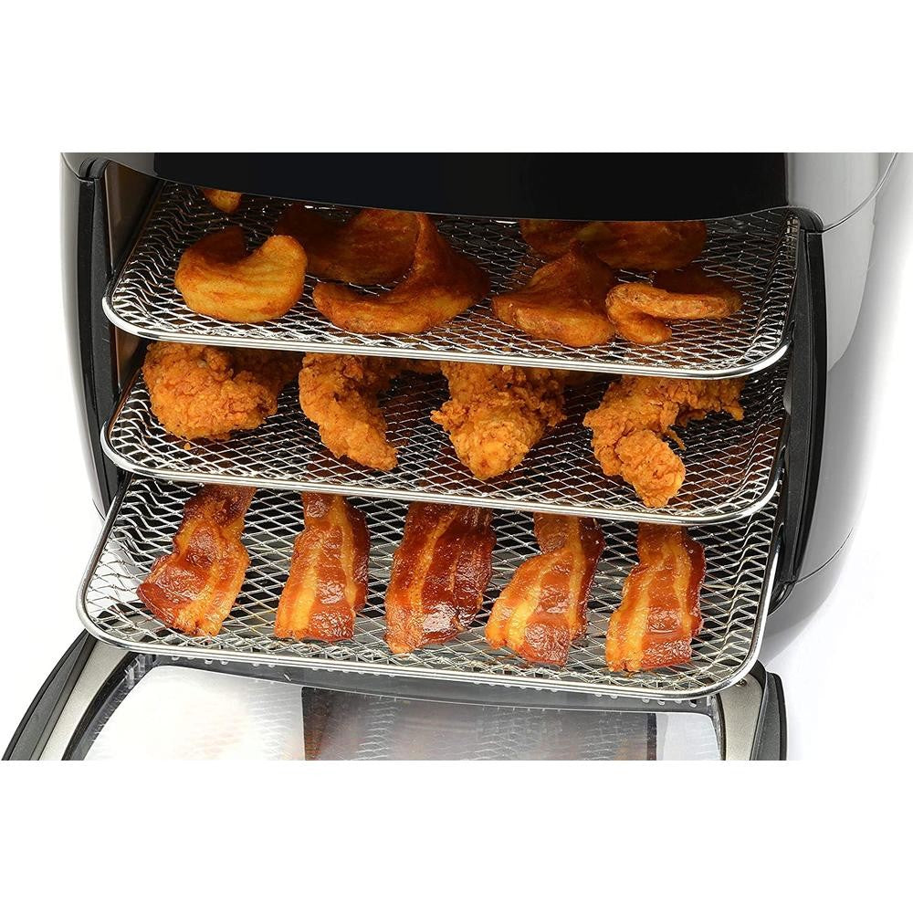 Digital Air Fryer Rotisserie Cooker Healthy Cooking 8 Preset Options 3 Baking Racks 10 Kabob Skewers Drip Tray Recipes Included
