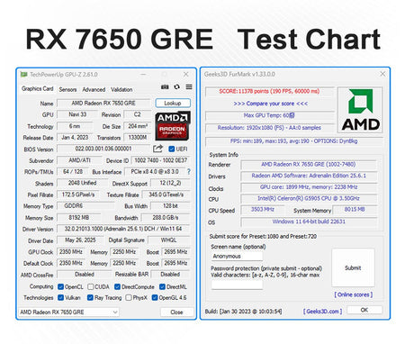 MLLSE AMD Radeon RX 7650 GRE 8GB Graphics Card GDDR6 DP HDMI