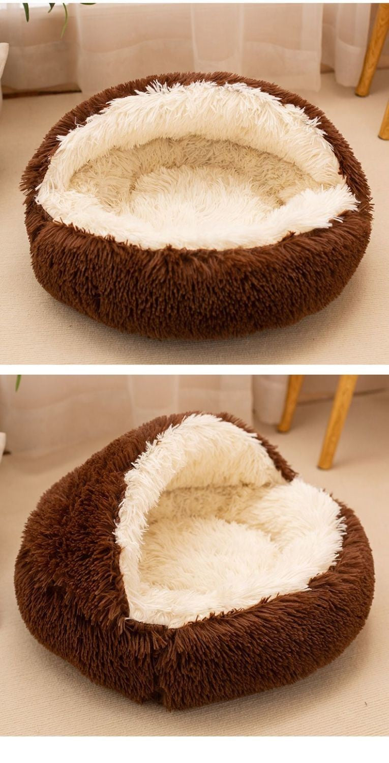 2 in 1 Soft Plush Pet Bed 50CM with Cover Round Cat Bed Pet Puppy Mattress Warm Cat Dog Sleeping Nest Cave for Small Dogs Mats