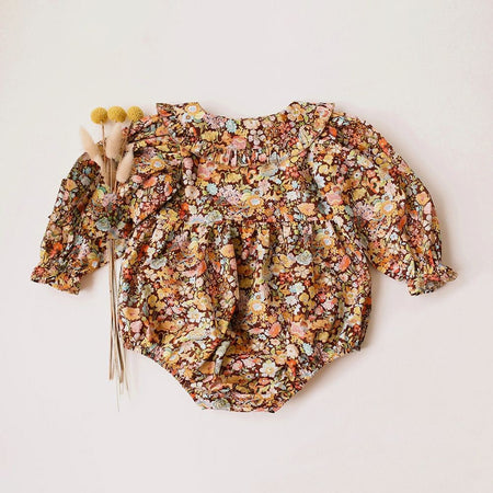 Vintage Floral Baby Girl Romper Spring Baby Girl Clothes For Wedding Party