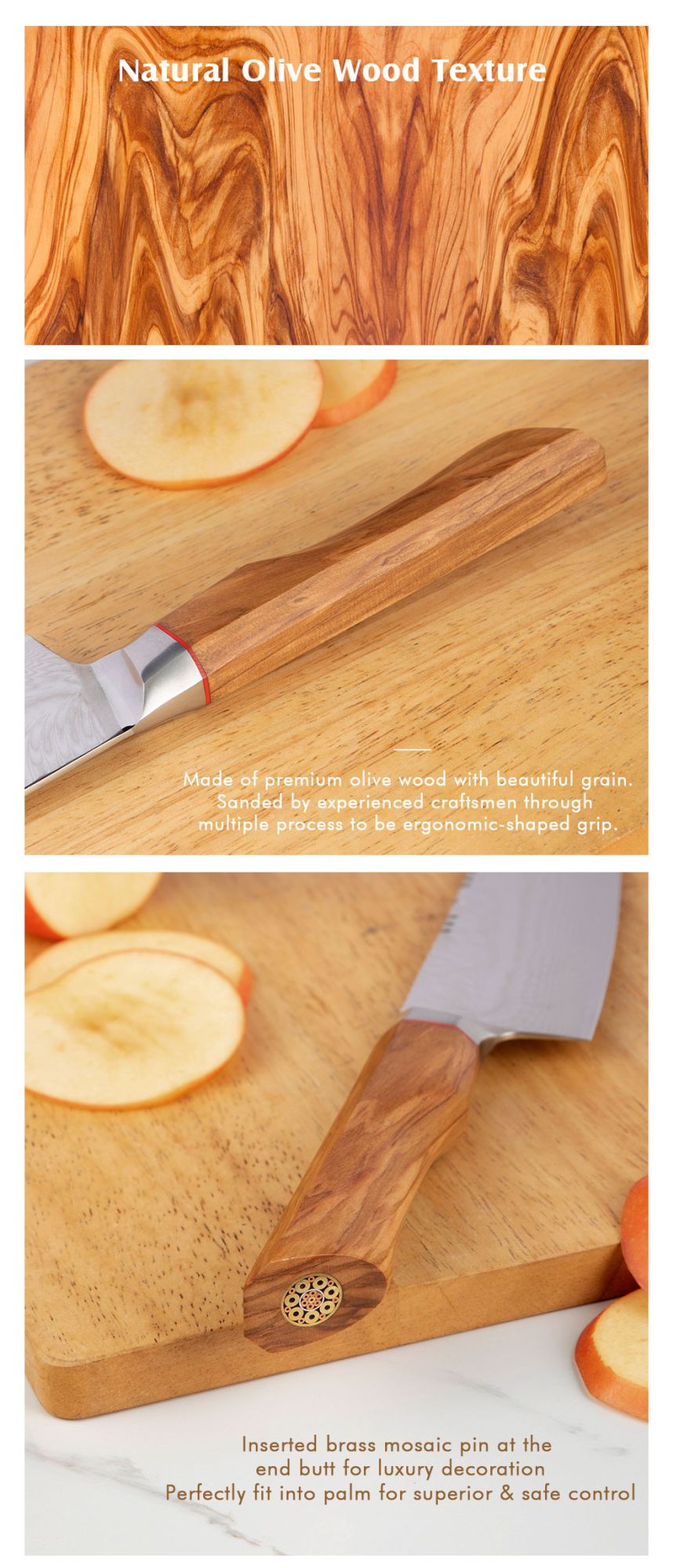 67-LAY Damascus Kitchen chef knife Set,Japanese Santoku Nakiri Knife Utility Knife Boning Knife,Cooking knife Olive wood HD