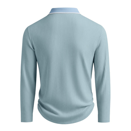 Spring And Autumn New Men's Striped Long Sleeve Polo Shirt Slim Fit Collar Multi Color Business And Leisure Versatile Men's Top