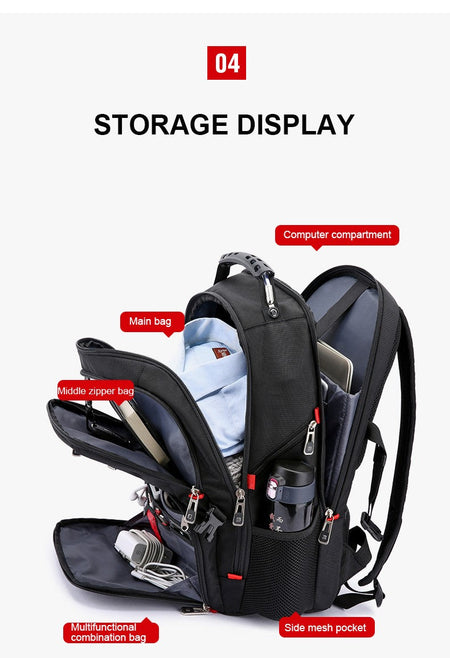 Waterproof Men's Backpack 17/20 Inch Laptop Backpacks School Travel Bag Swiss-style Large Capacity Business bagpack Male Mochila