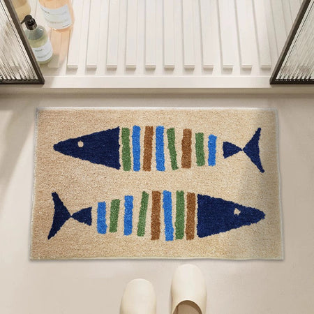 VIKAMA Bathroom Rug- Flannel Soft Toilet Door Mat - Bathroom Entrance Floor Mat - Bathroom Sink Area Carpet Home Decoration