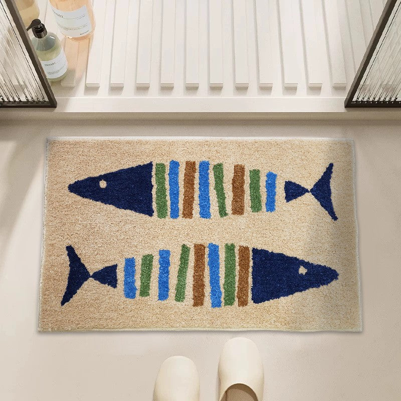 VIKAMA Bathroom Rug- Flannel Soft Toilet Door Mat - Bathroom Entrance Floor Mat - Bathroom Sink Area Carpet Home Decoration