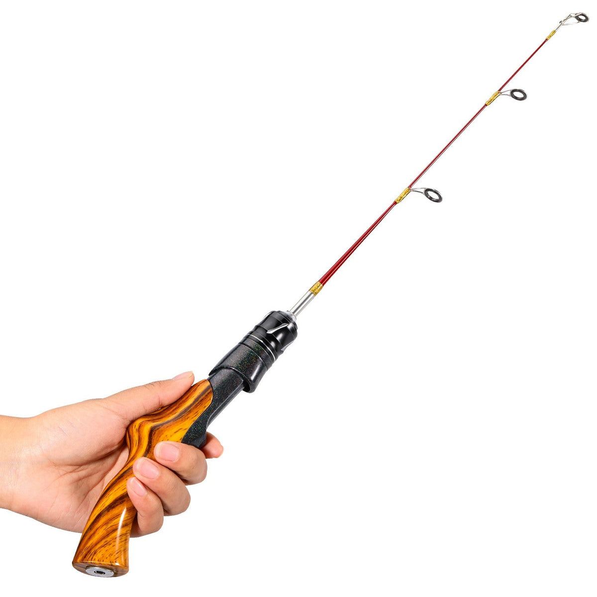 Sougayilang Ice Fishing Rod 2 Sections High Carbon Fiber Ice Rods with Power Two Rod Tips Max Drag 8Kg Fishing on The Ice