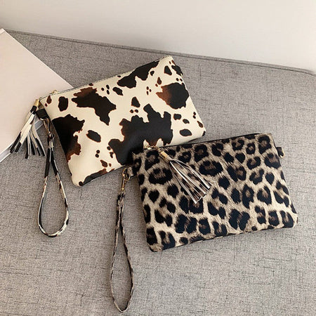Women Clutch Bag Leopard Print Long Wallets Female Fashion Design PU Leather Wallet Messenger Bag Ladies Elegant Handbag NEW