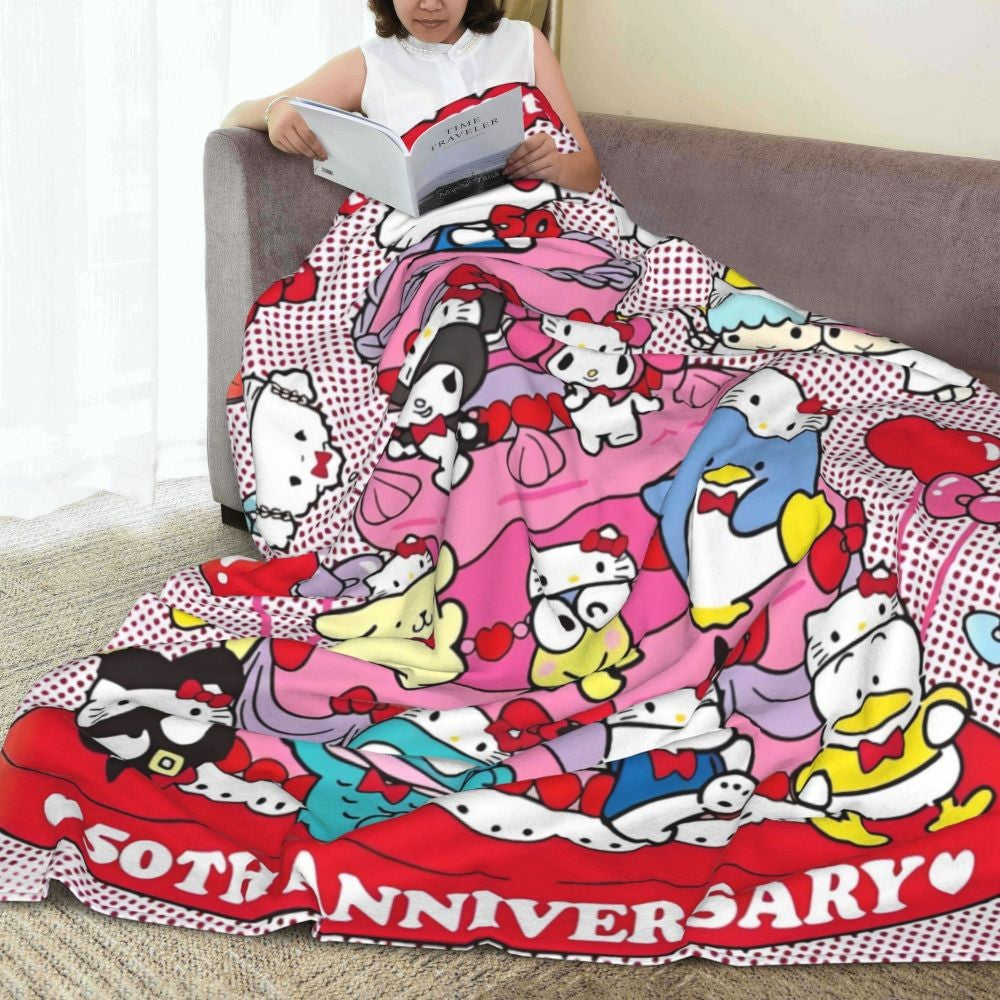 Christmas Hello Kitty Blankets Quality Warm Throw Blanket Winter Travel Office Couch Bed Graphic Bedspread