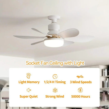 LED 30W Ceiling Fan Light E27 with Remote Control for Dimming, Suitable for Living Room, Study, Household Use, 85-265V