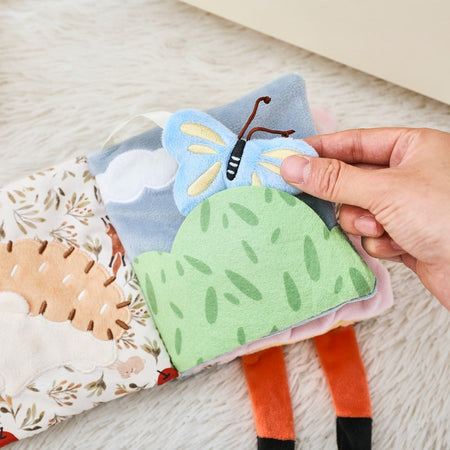 Baby Toys for 0 12 Months Cloth Book Early Educational Sensory Book Baby Soft Books Fluffy Cartoon Elephant Books With Mirror
