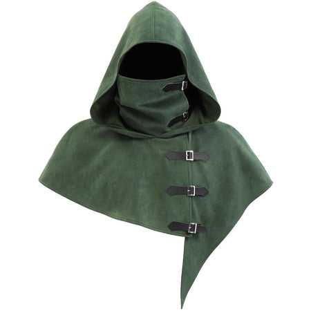 Vintage Medieval Hood Shawl Scarf Set Gothic Assassin Cowl Cape Adult Cosplay Cloak LARP Halloween Carnival Themed Party Outfit