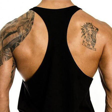 PUSH YOUR LIMITS NO PAIN NO GAIN Cotton Gym Tank Top Mens Bodybuilding Clothing Y Back Fitness Stringer Singlets Workout Shirt