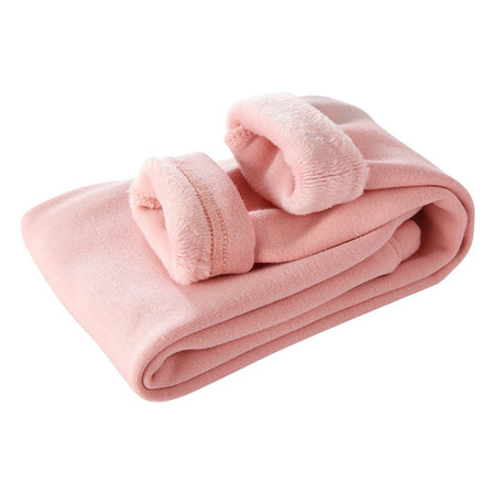 Girls Fleece-Lined Winter Thermal Pants Children Thickened Warm Soft Black White Gray Pink Outdoor Leggings for Kids Clothing