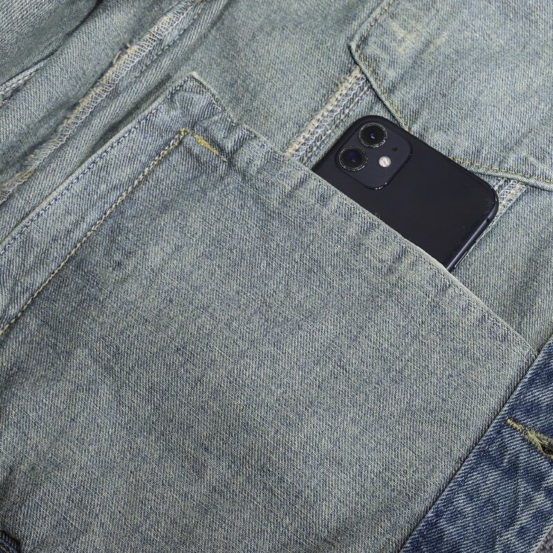 Men's casual denim jacket for spring and fall, metallic single-breasted denim jacket size M-5XL