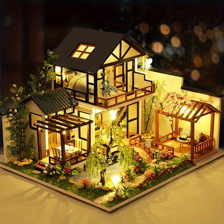 1pc,Diy Wooden Doll House,Assembly Model Kit,3d Puzzle, Birthday Christmas Gifts for teenagers and adults,Home Decor Micro Model