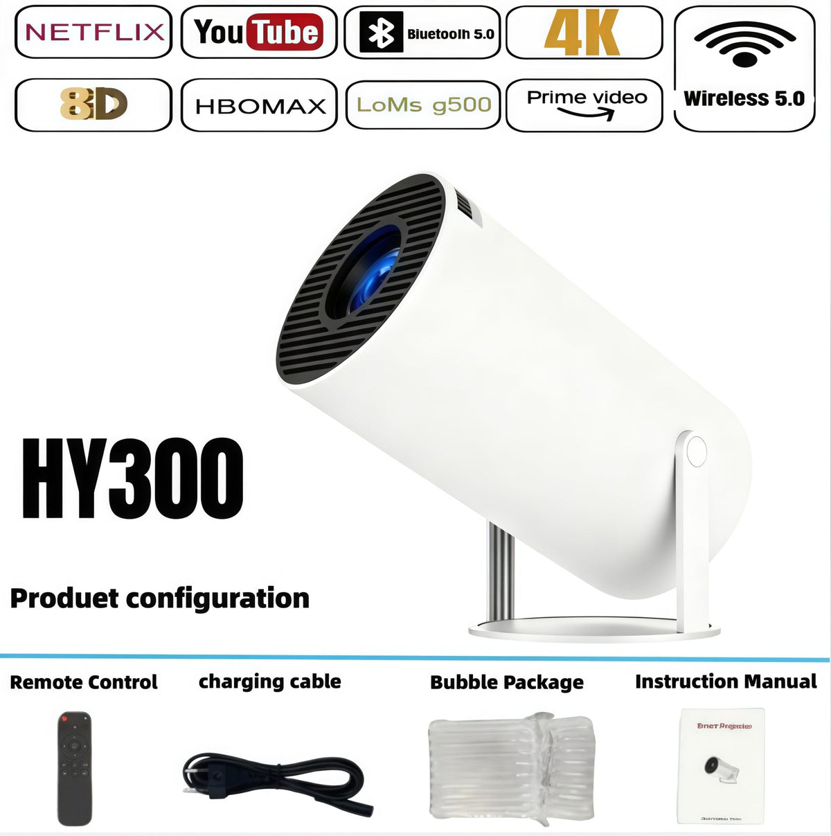 New Projector 4K Android 11 HY300 Wifi6 290ANSI Allwinner H713 BT5.0 1080P 1280*720P Cinema Outdoor Portable Projetors ?