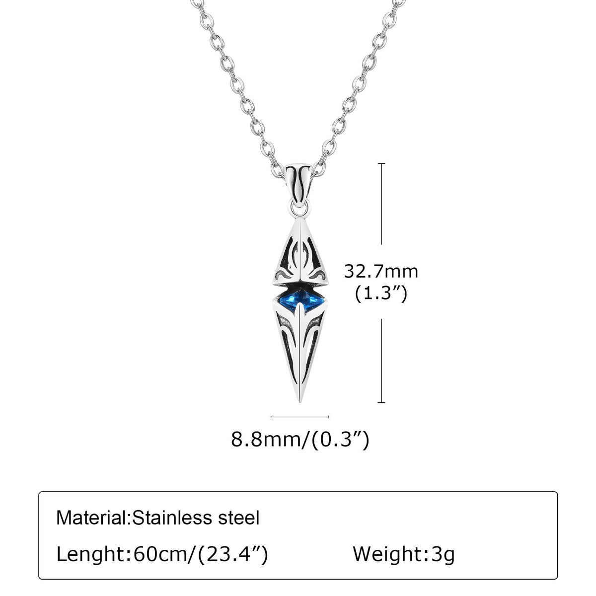 Vnox Stylish Blue Stone Necklaces for Men, Stainless Steel Cube Geometric Pendant Collar Jewelry, Birthday Party Gifts for Him