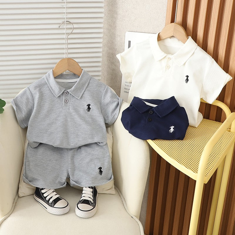 New Summer Children Boys Clothing Kids Cotton Polo T-Shirt Shorts 2Pcs/Set Toddler Casual Sport Suits Baby Clothes Tracksuits