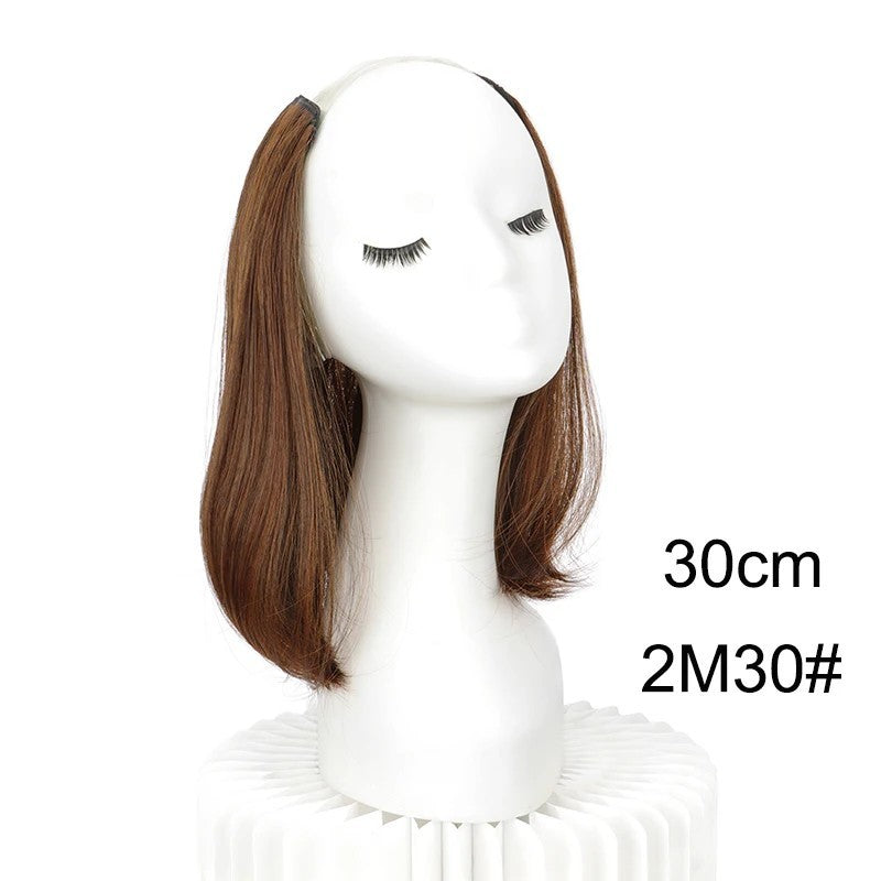 20/30cm Synthetic Short Straight Internal Buckle V-shaped Half Head 4Clips Hair Extension Invisible  Hairpiece for Women 2026
