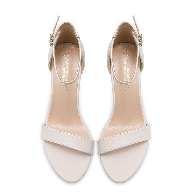 Summer Women's Sandals Solid Color Simple Fashion Buckle Comfortable Casual Sandals Shoes Sexy Elegant Banquet Party High Heels