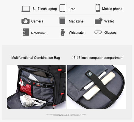 Waterproof Men's Backpack 17/20 Inch Laptop Backpacks School Travel Bag Swiss-style Large Capacity Business bagpack Male Mochila