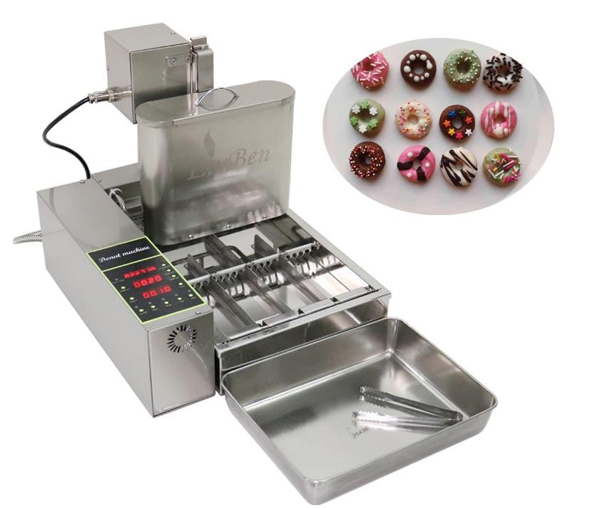 800-1000Pcs/H Doughnuts 2000W Computer Control Electric Heating 4-Row Automatic Donut Making Machine Auto Doughnut Maker 110V