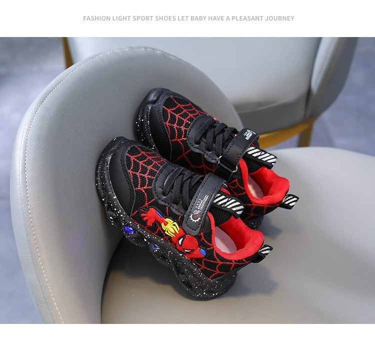 Popular Design Led Lighting Shoes Spring/autumn Baby Boys Sports Casual Shoes Fashion New Style Spider Man Children's Sneakers
