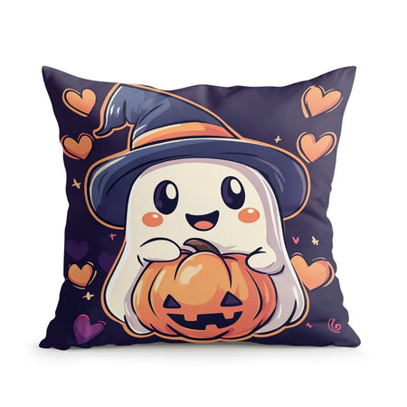 Halloween Ghost Pumpkin Print Cushion Cover Peach Skin Velvet Room Home Sofa Living Office Car Simplicity Pillow Cover 45x45CM