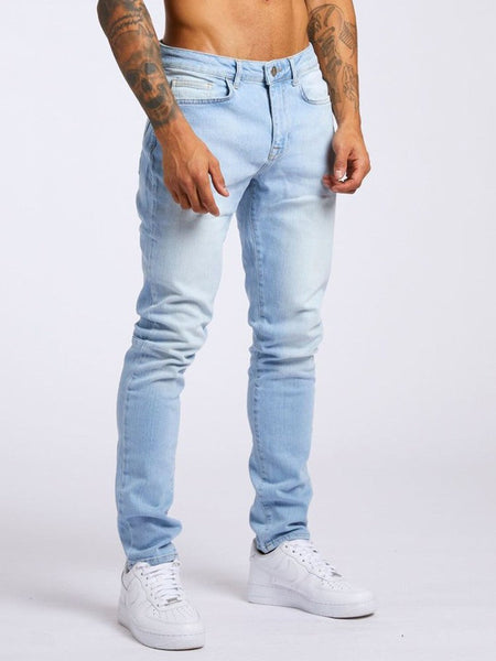 Mens Jeans Elastic Skinny Solid Color Stretch Pencil Pants Slim Fit Denim Jeans Jogging Streetwear Cowboy Casual Trousers Blck
