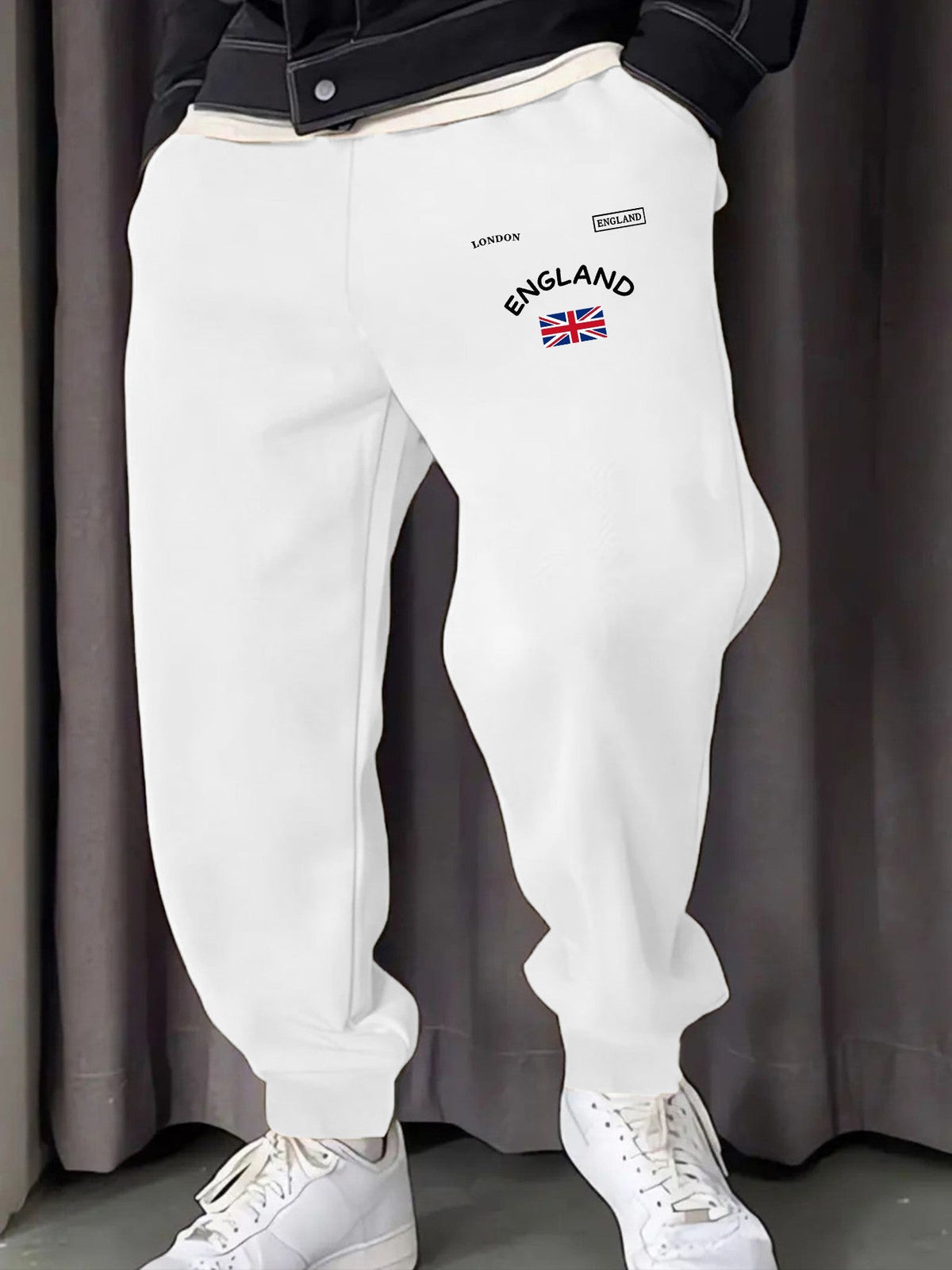 London England Union Printing Man Sweatpants Fashion Elastic Waist Pants Trendy Drawstring Pant Casual Warm Britches