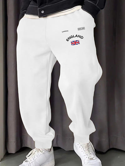 London England Union Printing Man Sweatpants Fashion Elastic Waist Pants Trendy Drawstring Pant Casual Warm Britches