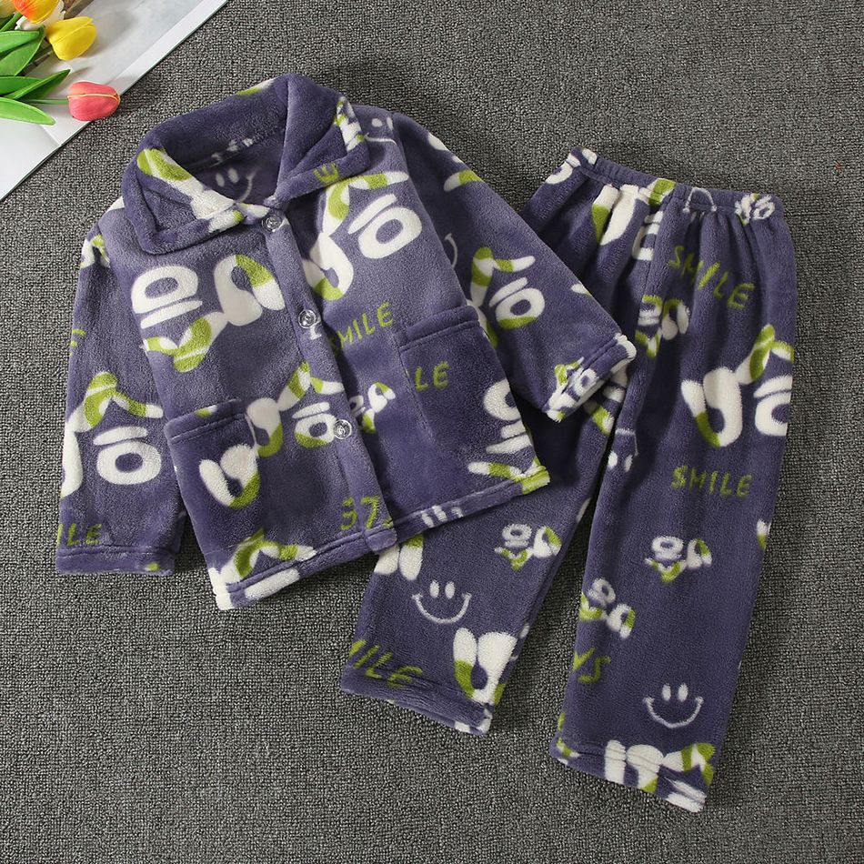 High Quality Coral Fleece Flannel Cute Cartoon Pattern Pajama Sets Boys and Girls Long Sleeve Warm Comfortable Winter Sleepwear