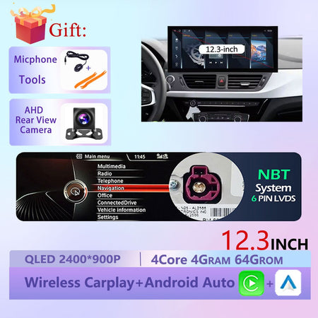 Wireless CarPlay Android 15 Touchscreen Stereo For BMW 1 Series F20 F21 F22 F23 2016 - 2023 NBT/EVO System WiFi GPS 4G F6NAVI