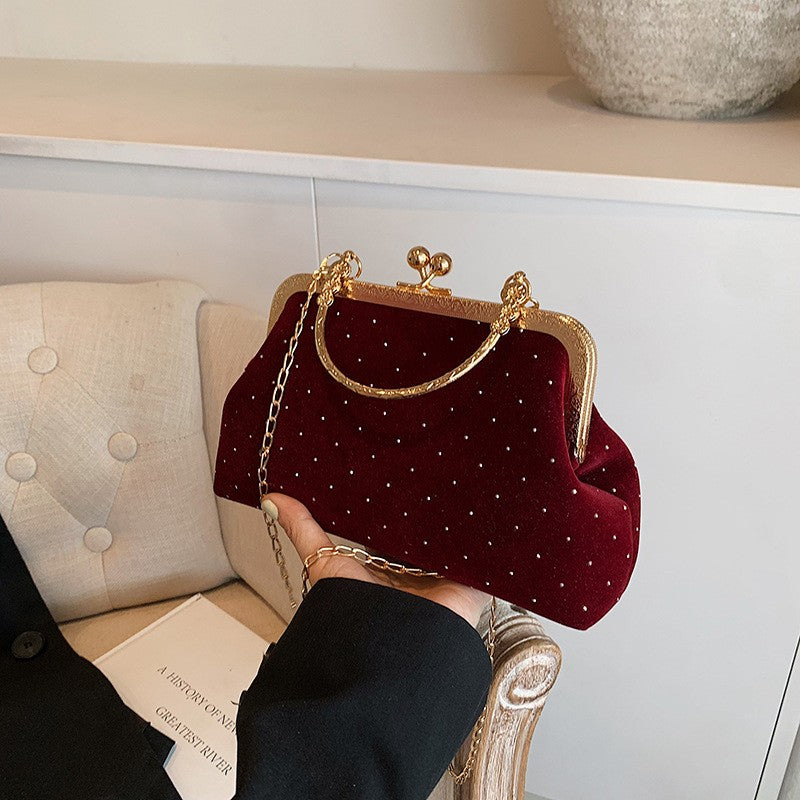 Luxury Design Women's Evening Clutch Purse Dinner Party Ladies Small Clip Shoulder Bag Handbags Retro Female Chain Crossbody Bag