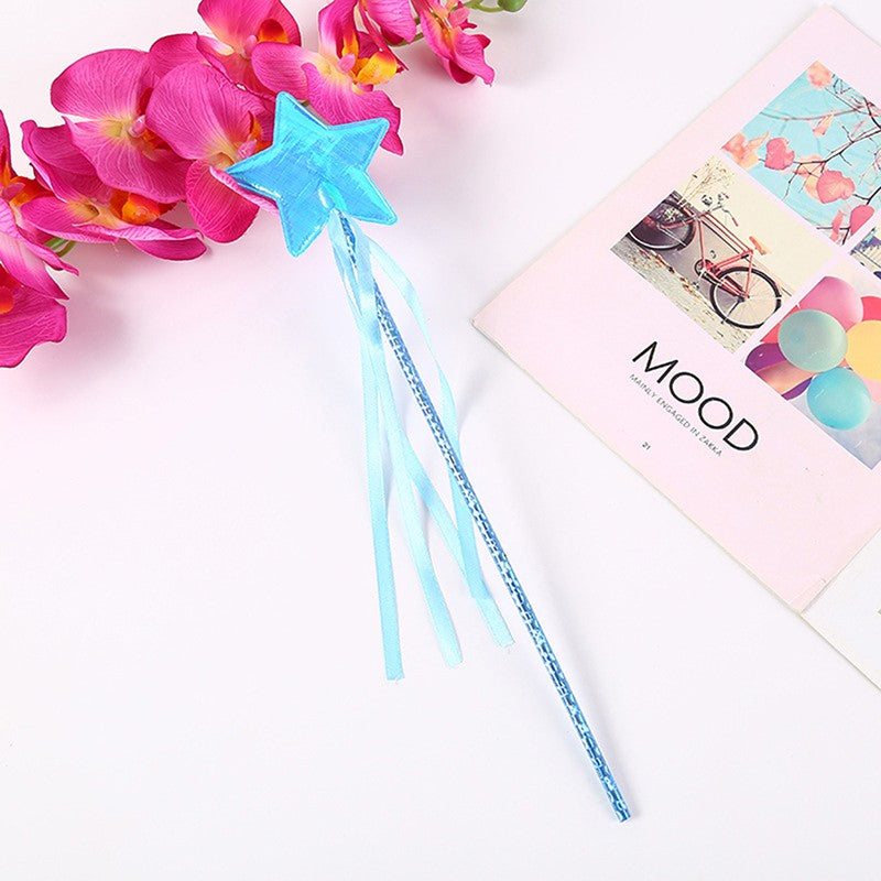 1Pc Fairy Wand Dreamlike Five Pointed Star Fairy Stick Plastic Princess Fairy Cane For Girls Angel Star Wand Halloween Roleplay