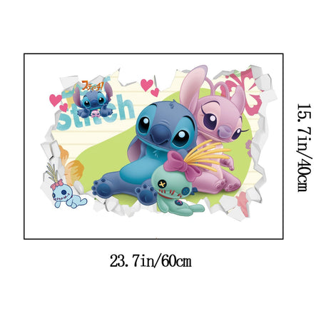MINISO Cartoon Lilo & Stitch Wall Stickers For Kid's Room Kindergarten Living Room Bedroom Wall Decoration Animated Poster