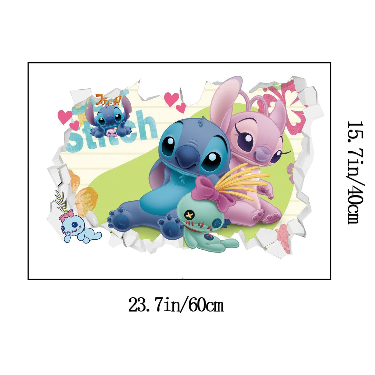 MINISO Cartoon Lilo & Stitch Wall Stickers For Kid's Room Kindergarten Living Room Bedroom Wall Decoration Animated Poster