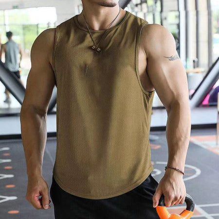 2024 new Men Tank Tops Sleeveless Shirt Polyester Mesh Material Quick Dry Breathable Men Workout Fitness Basketball Top Tee