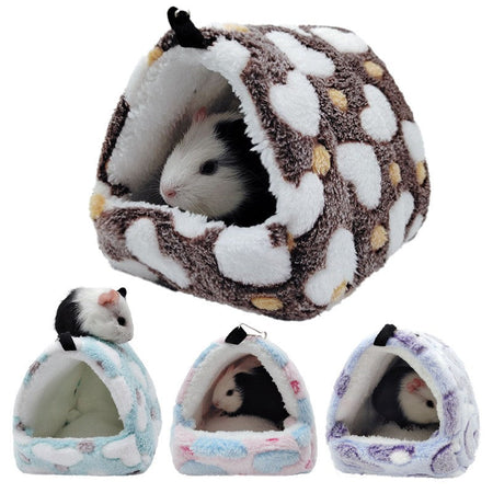 1PCS Coral Fleece Dot Printing Small Foam Pet House Hanging Hamster Bed For Small Animals Squirrel Parrot Cotton Nest